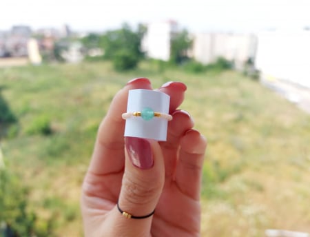 Inel cu Aventurin și miyuki placate cu Aur [3]