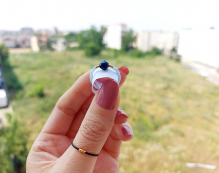 Inel cu Lapis Lazuli și miyuki placate cu Aur [3]