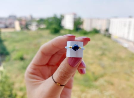 Miyuki - Inel cu Lapis Lazuli și miyuki placate cu Aur