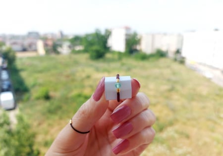 Inel cu Peridot și miyuki placate cu Aur [2]