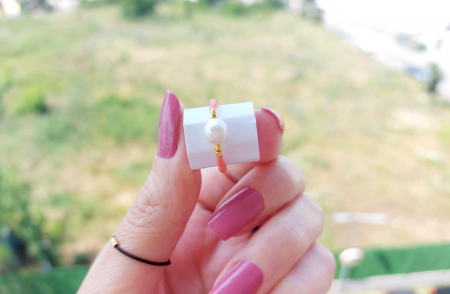 Inel cu perlă de cultură și miyuki placate cu Aur [2]