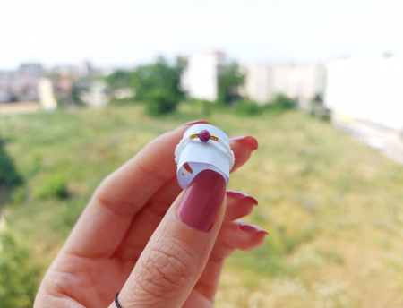 Inel cu Rubin și miyuki placate cu Aur [2]