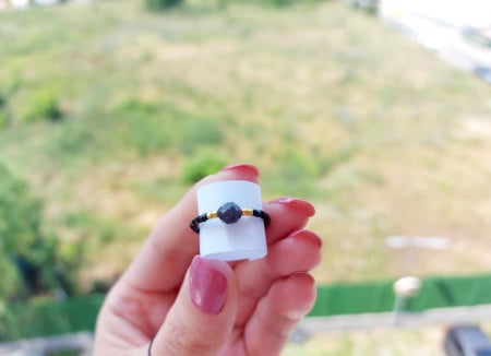 Miyuki - Inel cu Safir și miyuki placate cu Aur