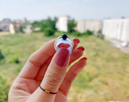 Miyuki - Inel cu Smarald și miyuki placate cu Aur