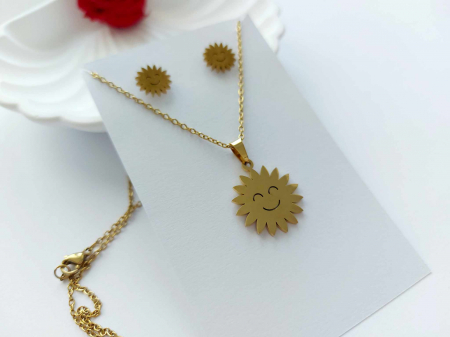 Cercei - Set cercei și lănțișor 'Soare'