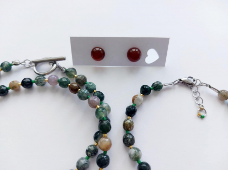 Set colier, brățară și cercei agat indian și carneol [2]