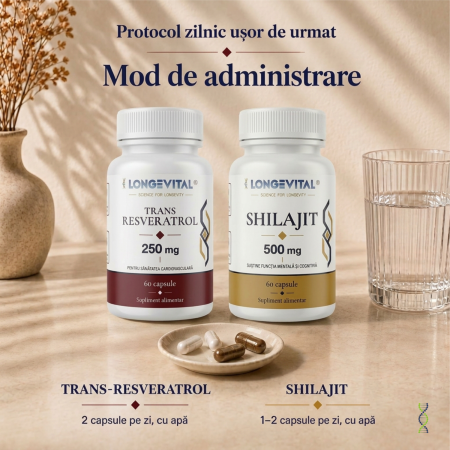 Protocol Vitalis Longevital – Trans-Resveratrol 250 mg și Shilajit 500 mg, 120 capsule [6]