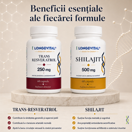 Protocol Vitalis Longevital – Trans-Resveratrol 250 mg și Shilajit 500 mg, 120 capsule [2]