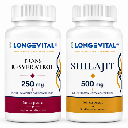 Suplimente alimentare - Longevital Vitalis Trans-Resveratrol si Shilajit 120 capsule