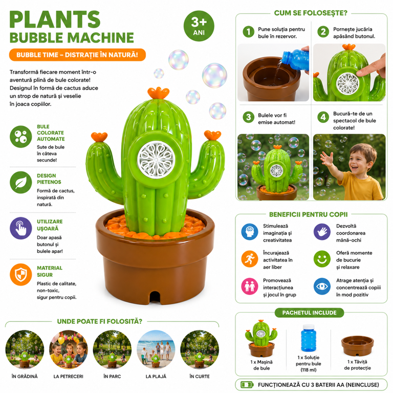 Aparat de făcut baloane în formă de cactus Colorful Bubbles [2]