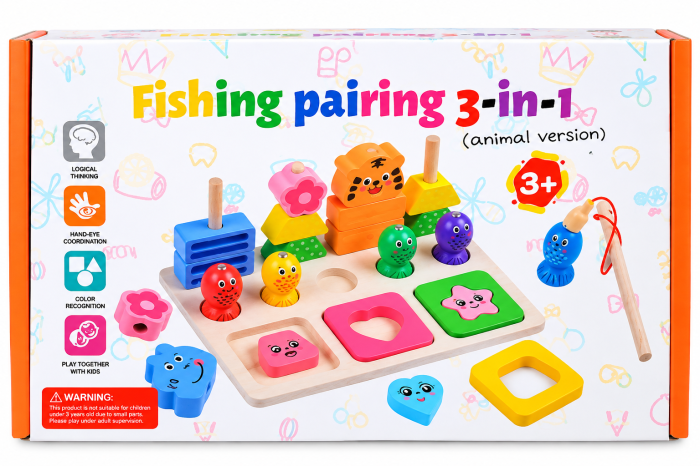 Joc educativ 3 în 1 Fishing Pairing – pescuit, sortare forme și numere, 3+ ani [2]