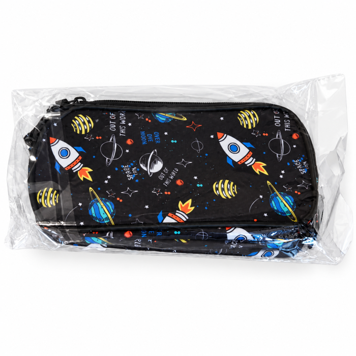 Penar școlar textil cu 3 compartimente și fermoare – Model Space / Gamer / Galaxy [2]