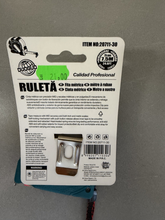 Ruletă DUOGUO de 7,5 m cu bandă de 25 mm [2]