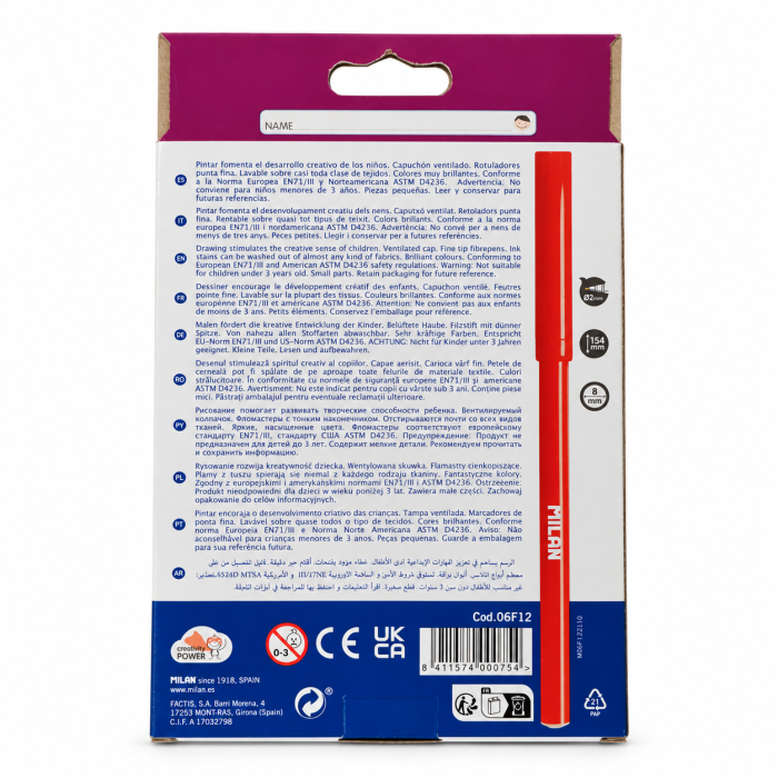 Set 12 carioci MILAN Fine Tip – vârf fin, culori intense [2]