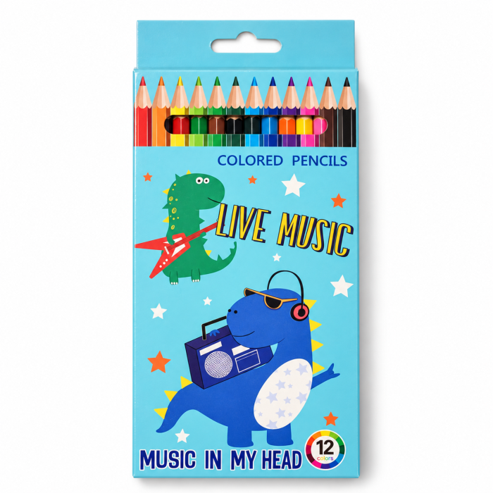 Set 12 creioane colorate Happy Dino – Colored Pencils [2]