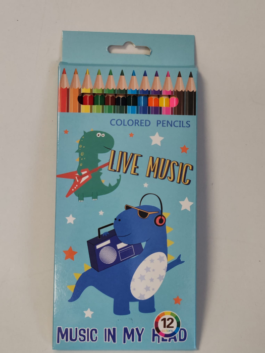 Set 12 creioane colorate Happy Dino – Colored Pencils [2]