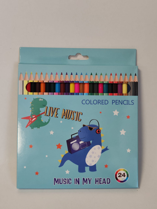 Set 24 creioane colorate Happy Dino – Colored Pencils [4]