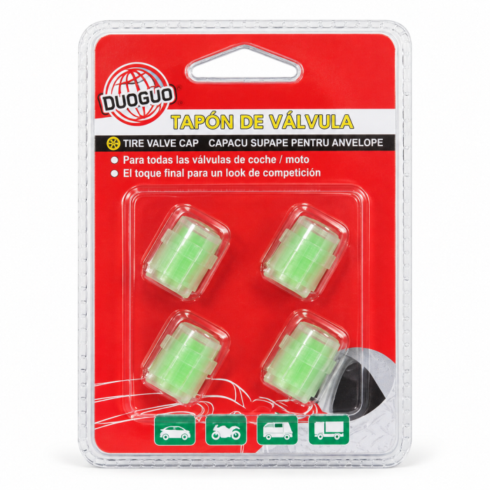 Set 4 capace pentru valve anvelope DUOGUO, galben, albastru sau verde [3]