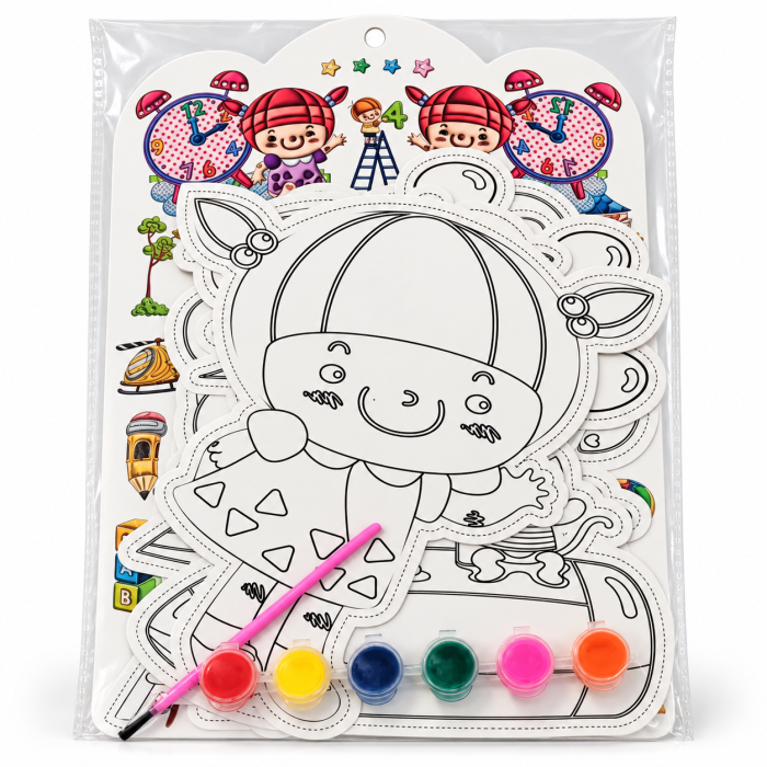 Set Creativ de Pictură pe Carton – Modele Asortate cu Pensulă și Culori [2]