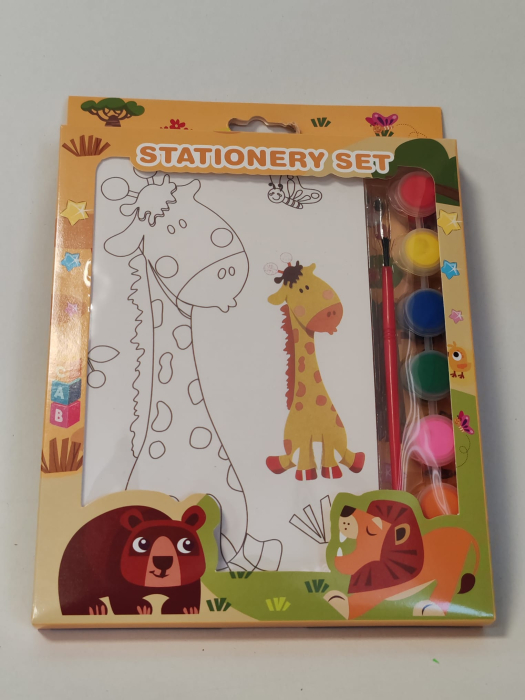 Set Creativ de Pictură și Colorat – Girafă, 6 Culori și Pensulă [1]