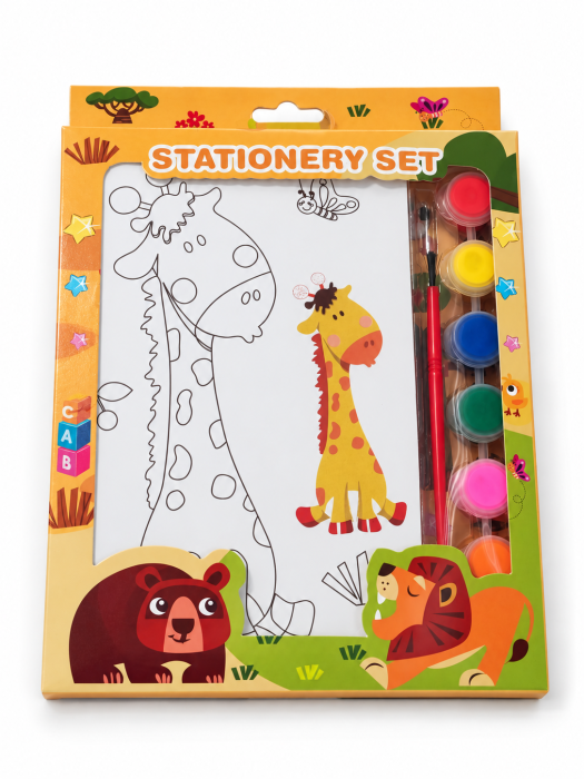 Set Creativ de Pictură și Colorat – Girafă, 6 Culori și Pensulă [1]