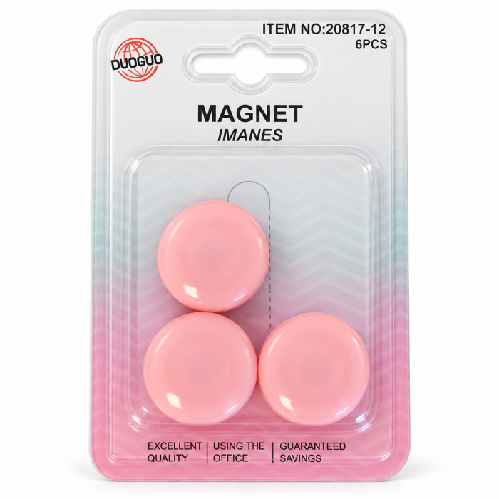 Set Magneți Rotunzi Roz pentru Tablă Magnetică – 6 Bucăți [2]