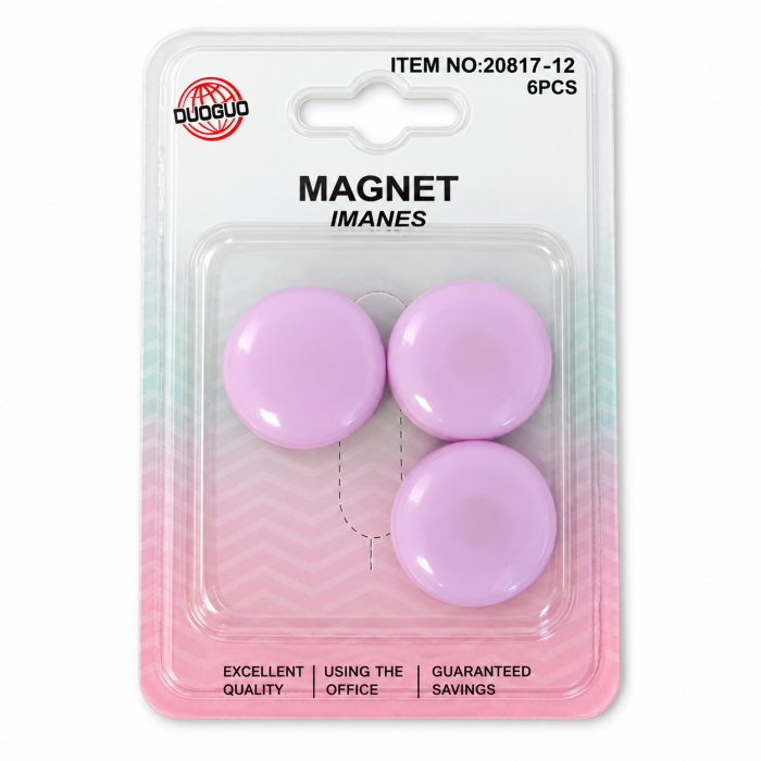 Set Magneți Rotunzi Roz pentru Tablă Magnetică – 6 Bucăți [3]