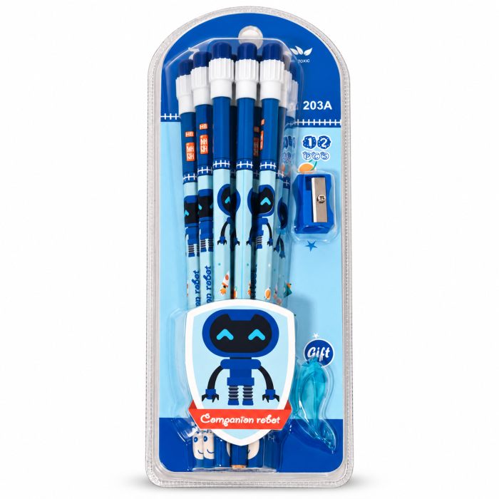 Set școlar Robot – 4 creioane HB, radieră și ascuțitoare [3]
