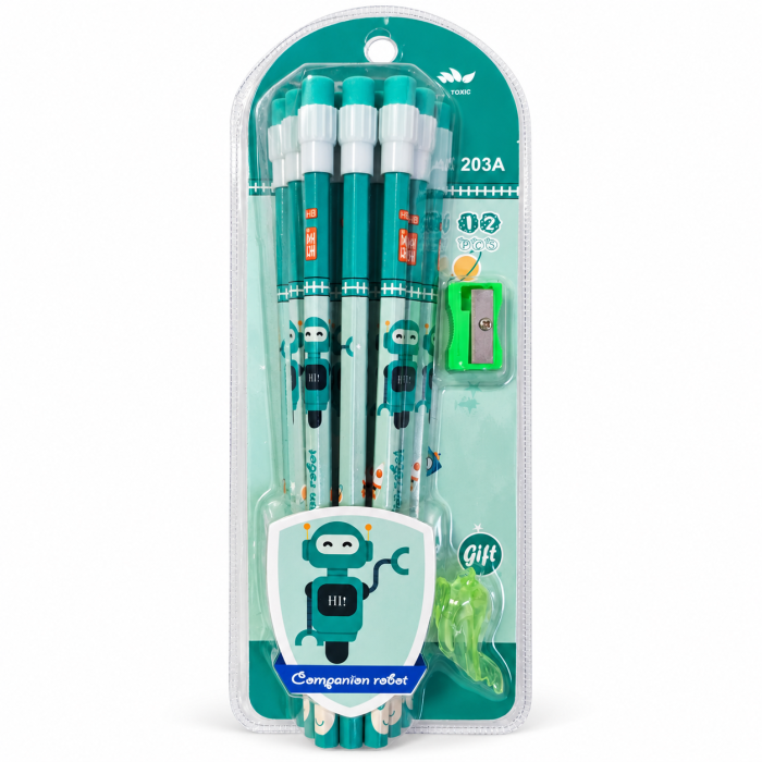 Set școlar Robot – 4 creioane HB, radieră și ascuțitoare [2]
