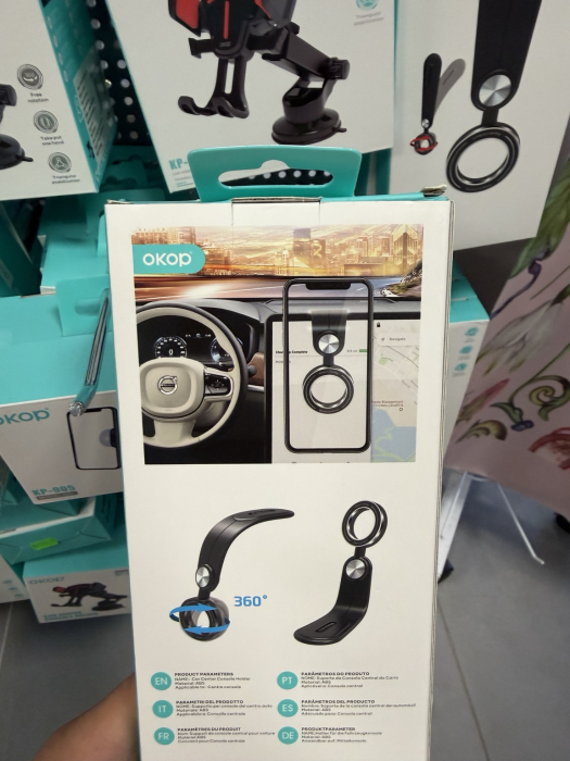 Suport auto magnetic OKOP KP-924 pentru telefon cu inel și braț flexibil [3]