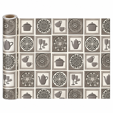 Decorațiuni - Autocolant decorativ pentru bucătărie, model plăci decorative, 60 cm x 2 m