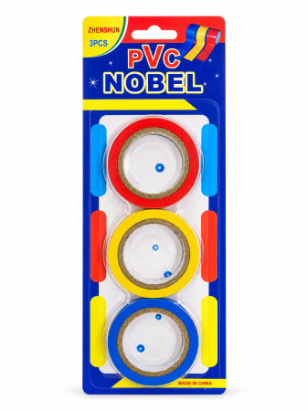 Iluminat și electrice - Set de 3 role PVC de bandă izolatoare roșie, galbenă și albastră