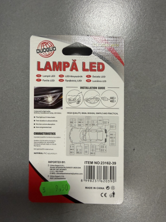 Două becuri LED auto DUOGUO T10 CANBUS albe în ambalaj [1]