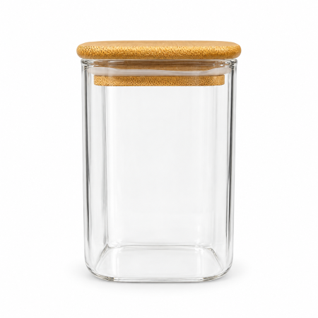 Bucătărie și servire - Borcan transparent din sticlă de 250 ml cu capac din bambus