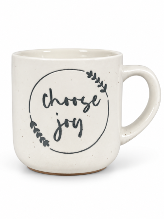 Cană ceramică albă cu decor botanic, modele Frunze, Bloom și Choose Joy [2]