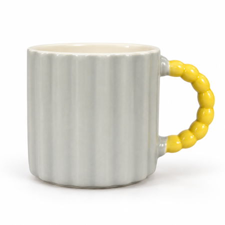 Cană ceramică striată cu toartă din sfere în trei culori [2]