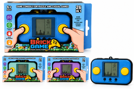 Jocuri educative și puzzle - Consolă de jocuri portabilă Brick Game 26 în 1, ecran LCD, jocuri puzzle și arcade, 6+ ani