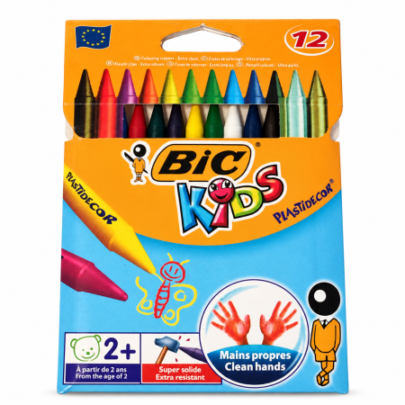 Birotica/Papetarie - Creioane cerate BIC Kids Plastidecor – Set 12 culori
