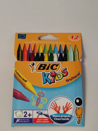 Birotica/Papetarie - Creioane cerate BIC Kids Plastidecor – Set 12 culori