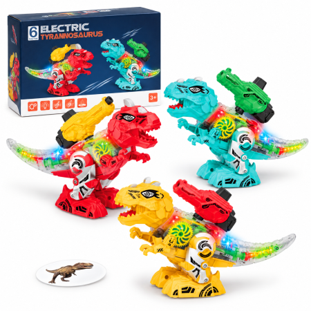 Jucării interactive și pentru bebeluși - Dinozaur electric de jucărie cu lumini și sunete, model T-Rex