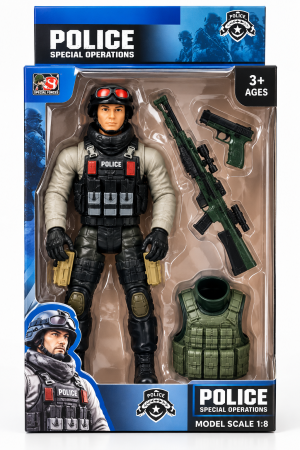 Figurine și surprize - Figurină de acțiune Police Special Operations cu accesorii, scară 1:8, 3+ ani