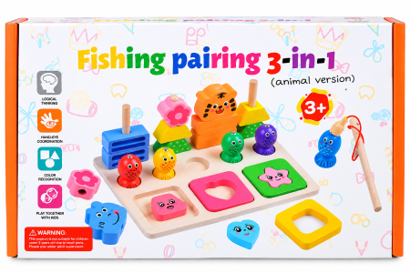 Joc educativ 3 în 1 Fishing Pairing – pescuit, sortare forme și numere, 3+ ani [1]