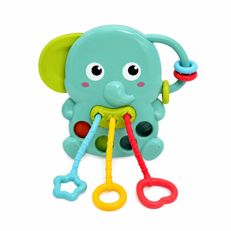 Jucarii - Jucărie senzorială elefant pentru bebeluși Huanger Sensory Pull String
