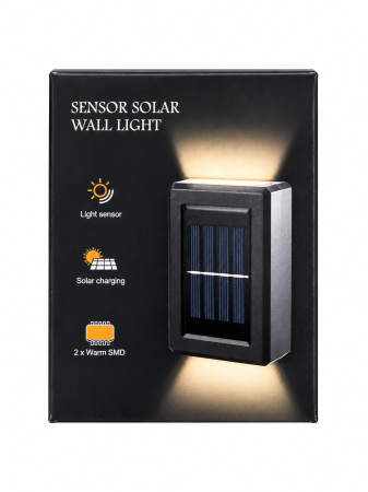 Iluminat și electrice - Lampă solară de perete cu senzor de lumină, LED cald