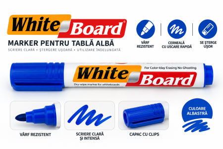 Instrumente de scris și corectură - Marker pentru tablă albă White Board – Albastru