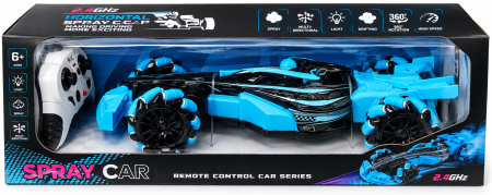Mașină cu telecomandă Spray Car 2.4 GHz, roți omnidirecționale, efect fum, lumini, drift 360° – Mov [1]