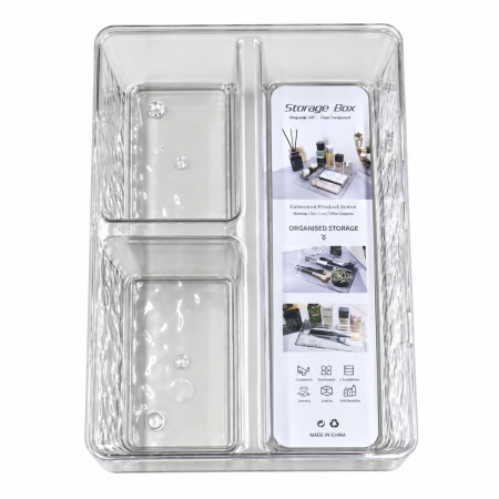 Curățenie și organizare - Organizator transparent cu 3 compartimente 23 × 15,2 × 5 cm