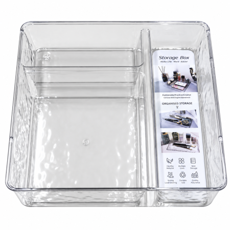 Curățenie și organizare - Organizator transparent cu 3 compartimente 23 × 23 × 5 cm