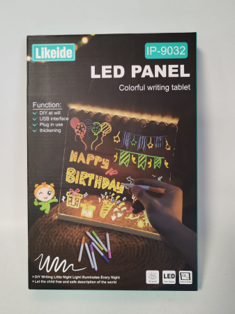 Toate produsele - Panou LED Acrilic pentru Desen și Mesaje cu Iluminare RGB, Alimentare USB, 7 Markere Incluse, Likeide IP-9032