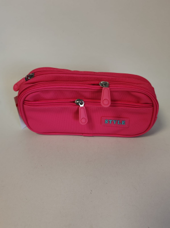 Birotica/Papetarie - Penar școlar textil cu 3 compartimente și fermoare, model STYLE – Diverse culori
